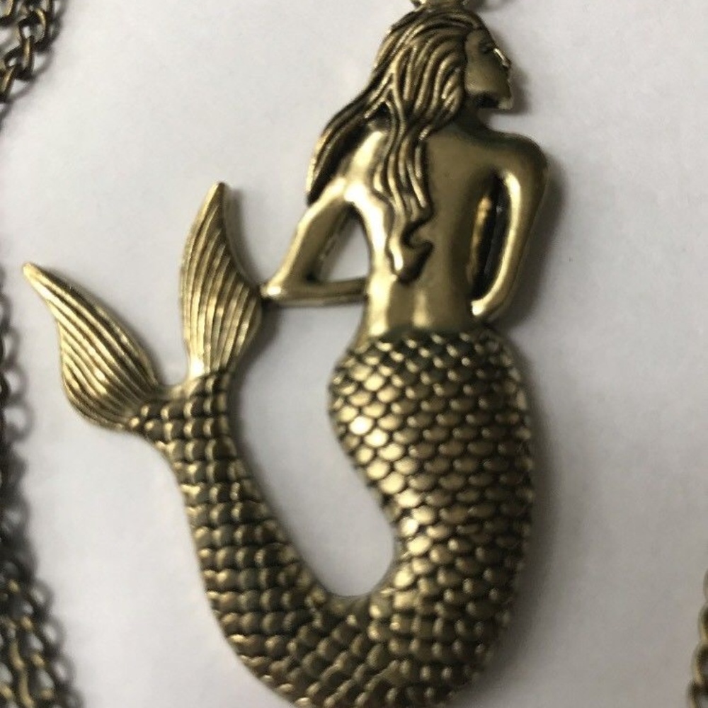 Mermaid Necklace Gold Color 26" Chain Jewelry